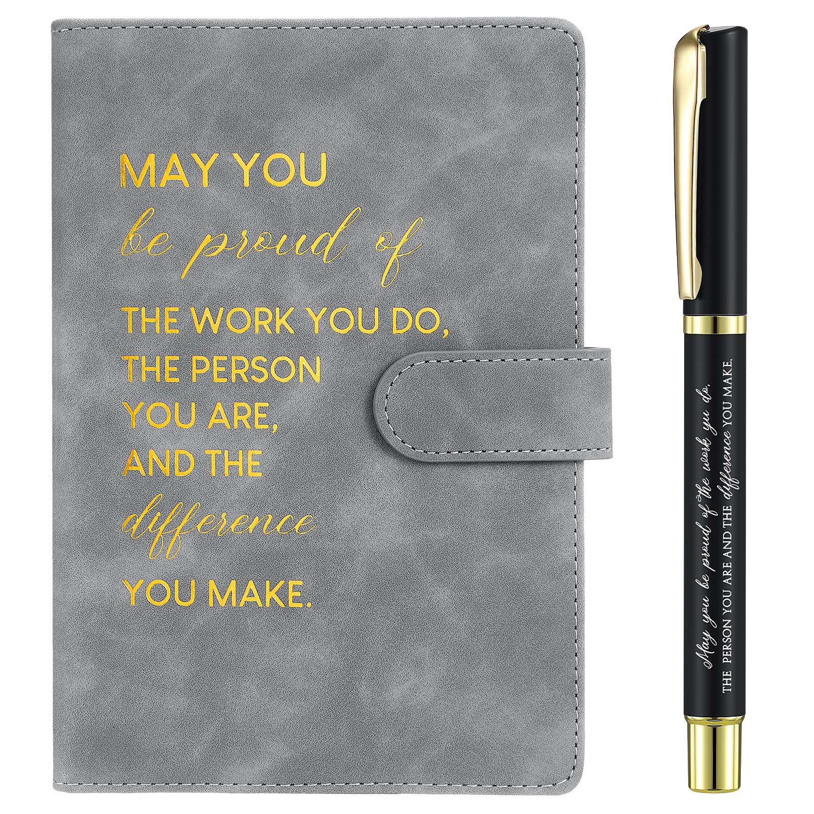Sinmoe Inspirational Leather Notebook and Pen Set, Employee Appreciation Thank You Gifts New Job Leaving Gifts for Men Women Volunteer Team Colleague Coworker Teacher Office(Dark Gray,Difference) — image 1
