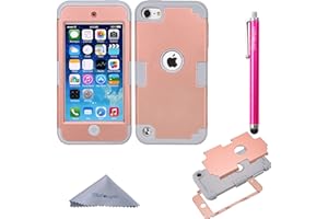 iPod Touch 7 Case, iPod Touch 6 Case, iPod Touch 5 Case, Wisdompro 3 in 1 Hybrid Soft Silicone and Hard PC Protective Cover f