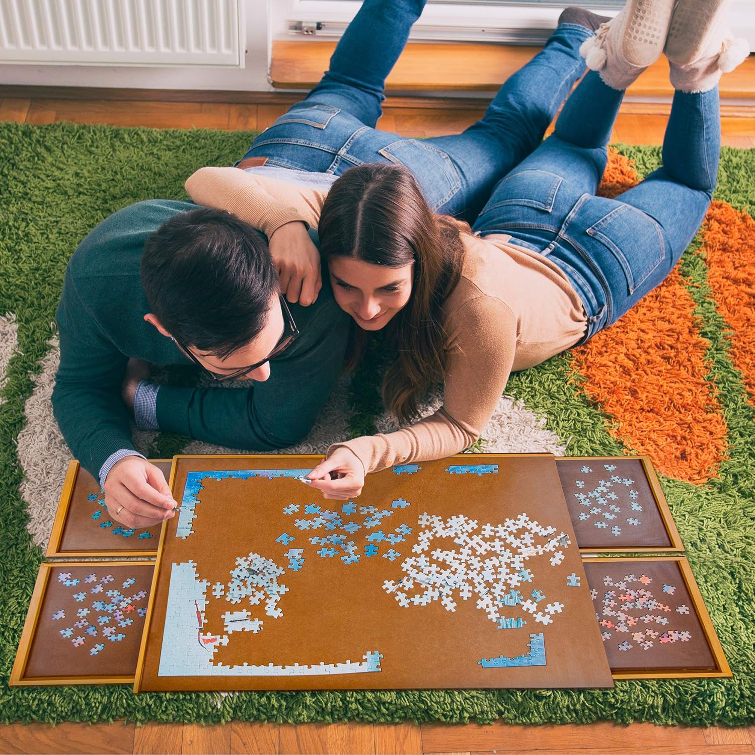Jumbl Puzzle Board | 23” x 31” Wooden Jigsaw Puzzle Table w/ 4 Storage & Sorting Drawers | Smooth Plateau Fiberboard Work Surface & Reinforced Hardwood | for Games & Puzzles Up to 1,000 Pieces: Toys & Games