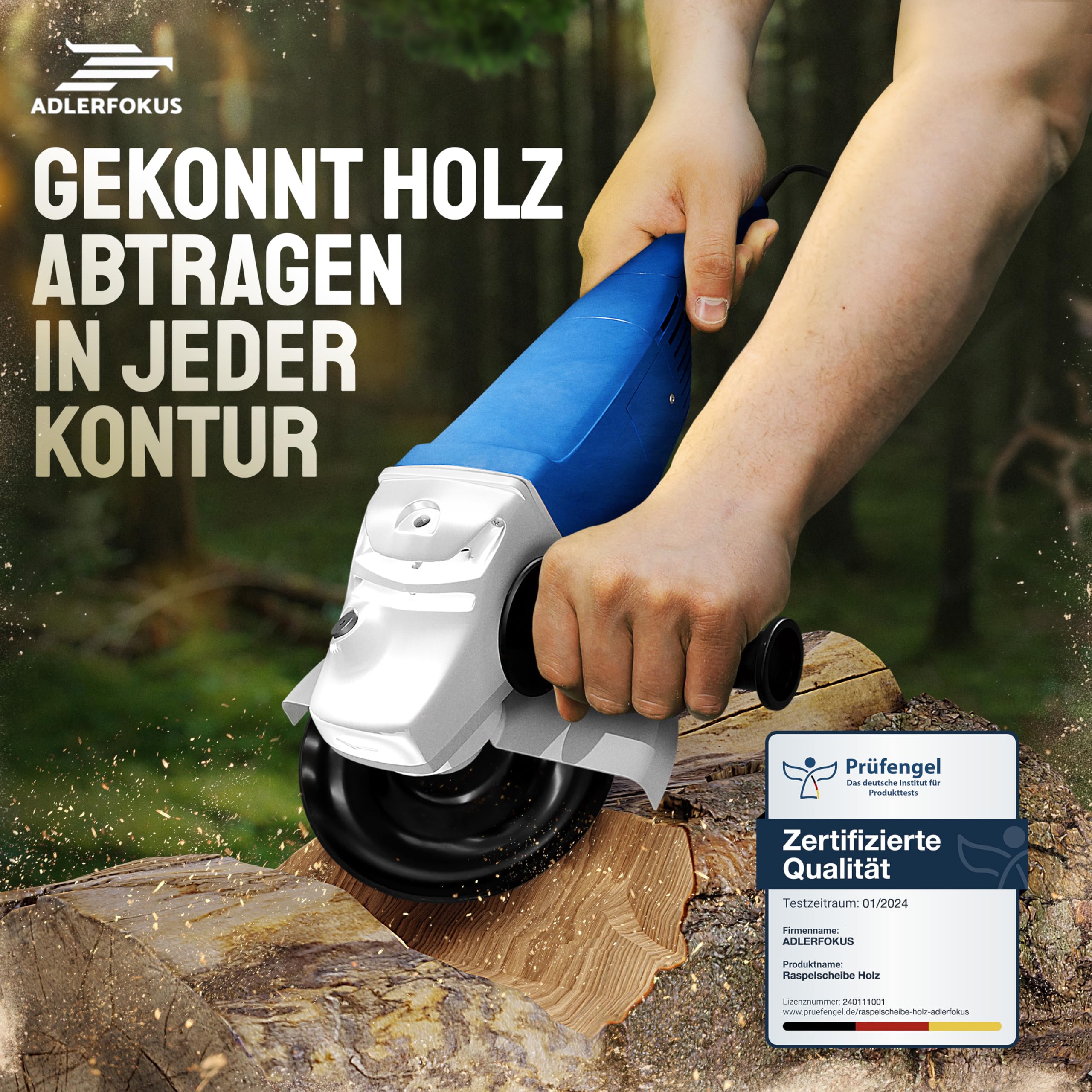 Adlerfokus Holz Schleifscheibe 125mm Set Winkelschleifer [EXTRA SCHARF] Flexscheibe für Holz - Wurzelfräse - Lackfräse - Baumstumpffräse - Raspelscheibe - Schleifen mit einer Flex Schleifscheibe 3