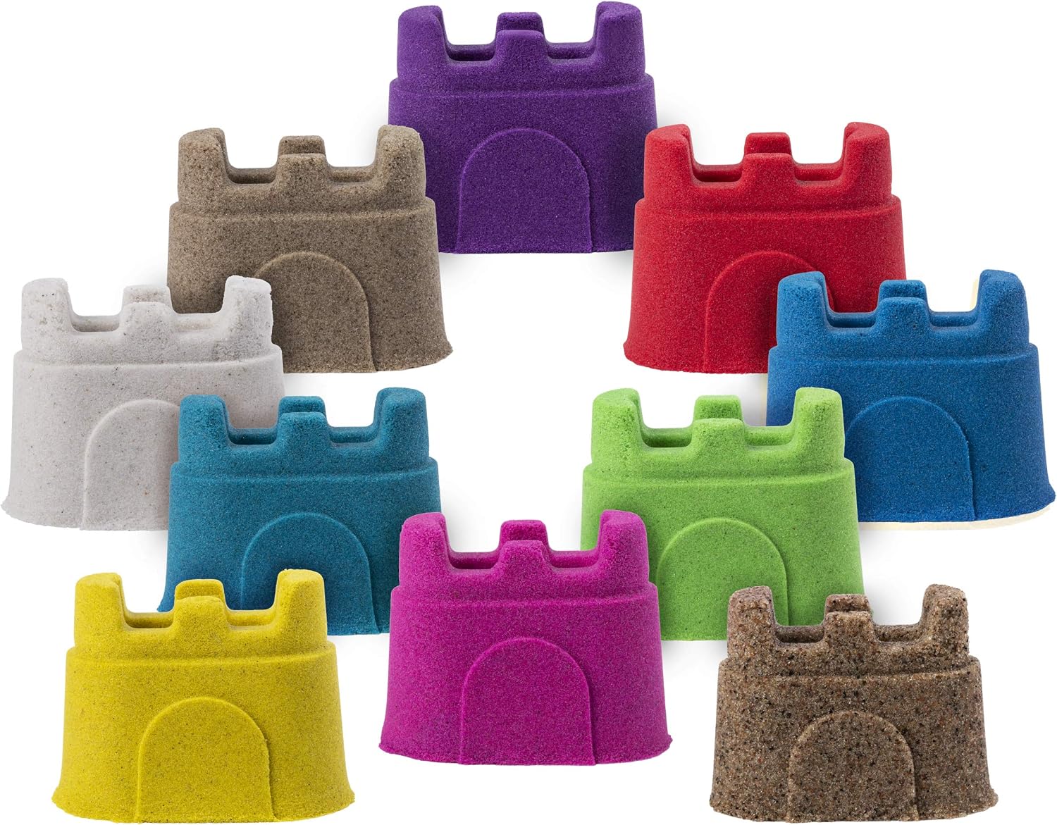Kinetic Sand, Castle Containers 10-Colour Pack Non-Toxic Educational and Creative Sensory Play Sand Toys for Boys and Girls Aged 3+ - Image 4