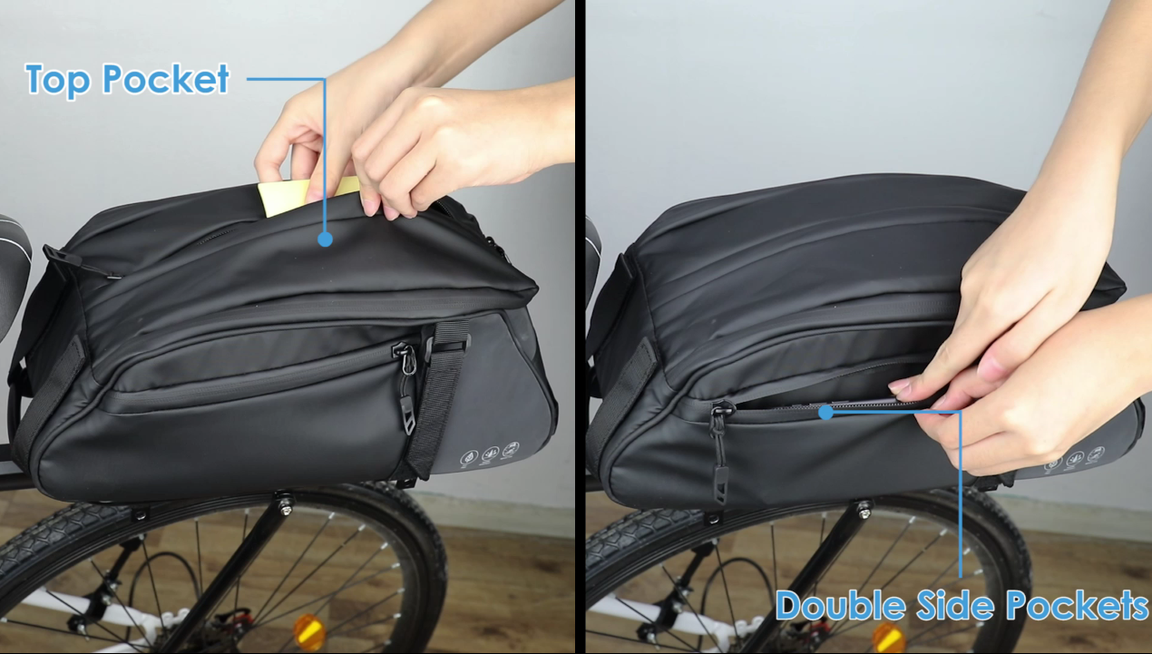 WOTOW-Bike-Reflective-Rack-Bag-Water-Resistant-Bicycle-Rear-Seat-Pannier-Cargo-Trunk-Storage-Cycling-Carrier-Chest-Bag-with-8L-Capacity-Multi-Pocket-Taillight-Loop-for-Commuter-Outdoor-Traveling