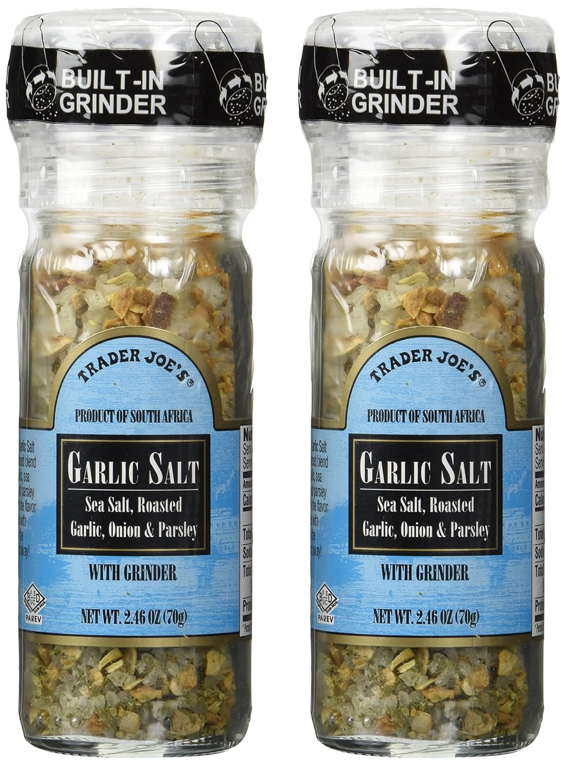 Trader Joe's Garlic Salt with Grinder, 2-Pack : Flavored Salts : Grocery & Gourmet Food