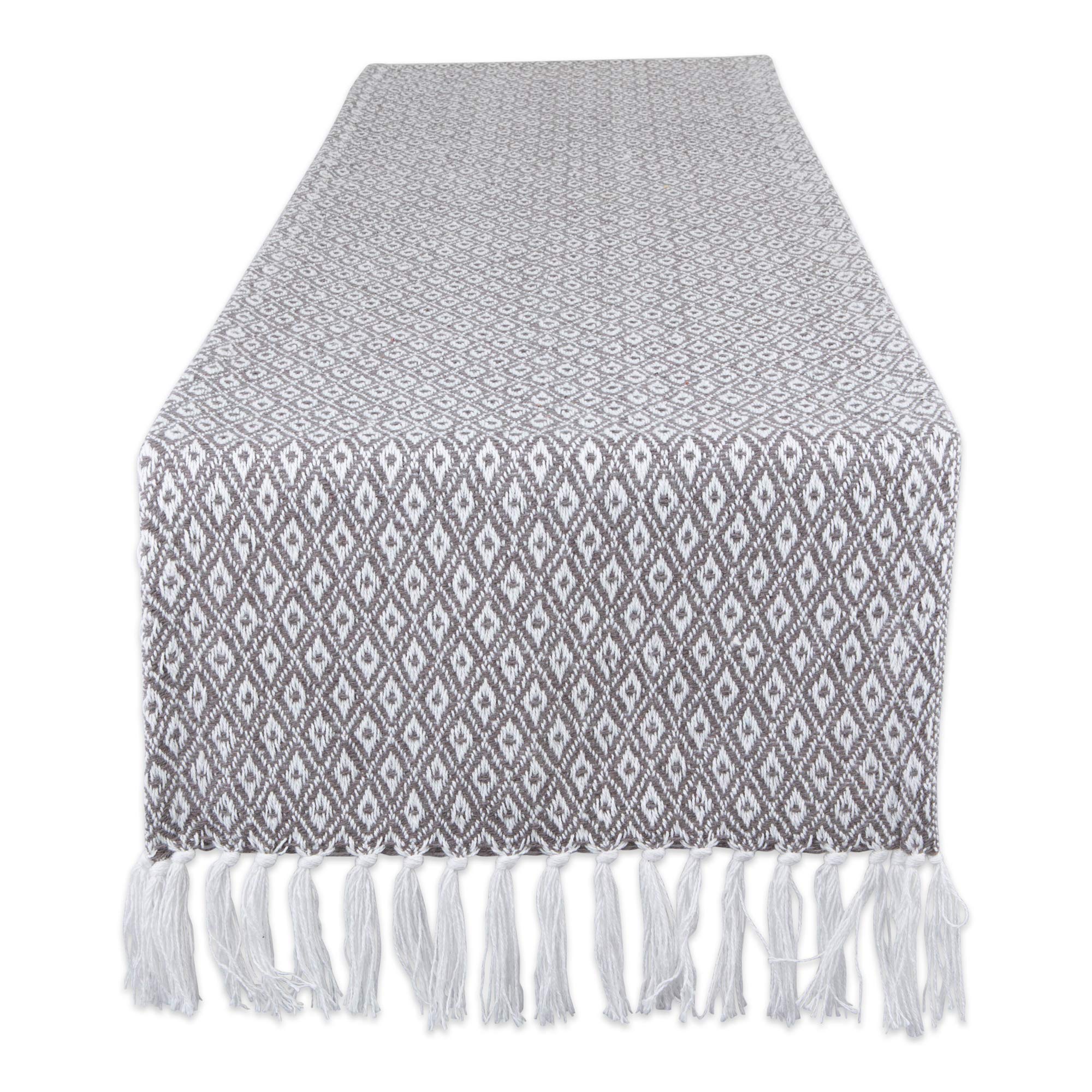 DII Mini Diamond Braided Table Runner, Cotton, Grey, 15 x 72 inches