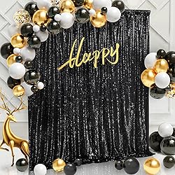 Black Sequin Backdrop Curtain 7ft x 7ft Glitter