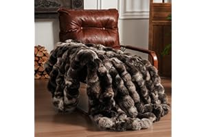 BENVWE Fluffy Faux Fur Throw Blanket for Couch, Soft Plush Thick Cozy Fuzzy Luxury Minky Bubble Blanket for Home Living Room Decor Gift for Women, Tie-dye Coffee, 50" x 60", 1100GSM