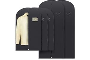 Plixio Black Garment Bags for Hanging Clothes, Men Suit Bag for Travel and Clothing Storage of Women Dresses, Shirts, Fur Coa