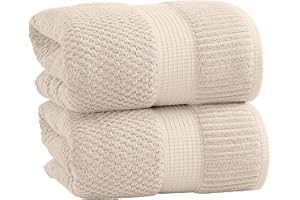 NY Loft 100% Cotton 2 Pack Bath Sheet Towel Set | Super Soft & Absorbent Quick-Dry Oversize Bath Towels |Textured and Durable Cotton | Sand