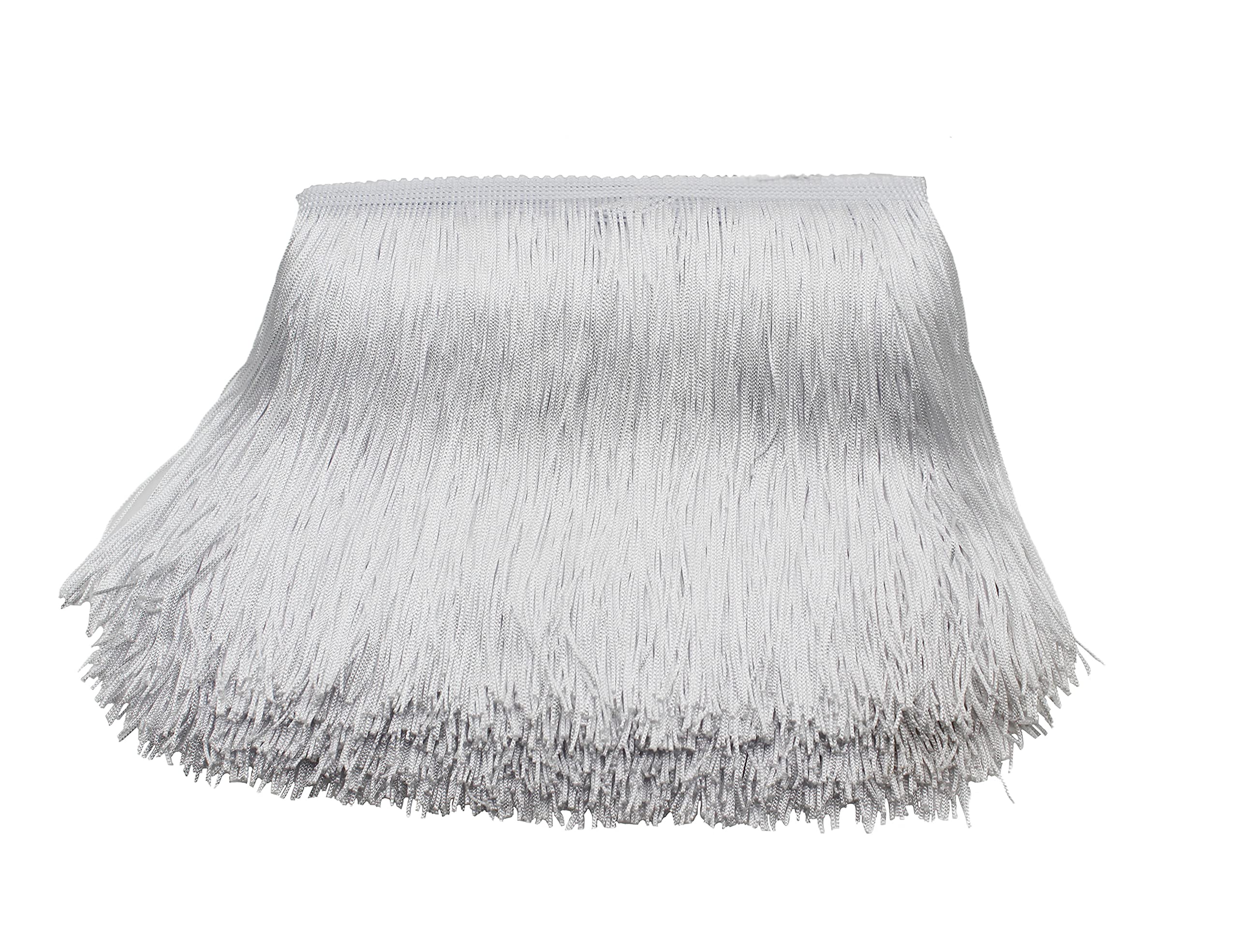 Yalulu 10 Meters Latin Fringe Tassel Trimming Lace Latin Macrame Samba Dance Clothing Curtain Lace Trim Polyester Single Band (White)