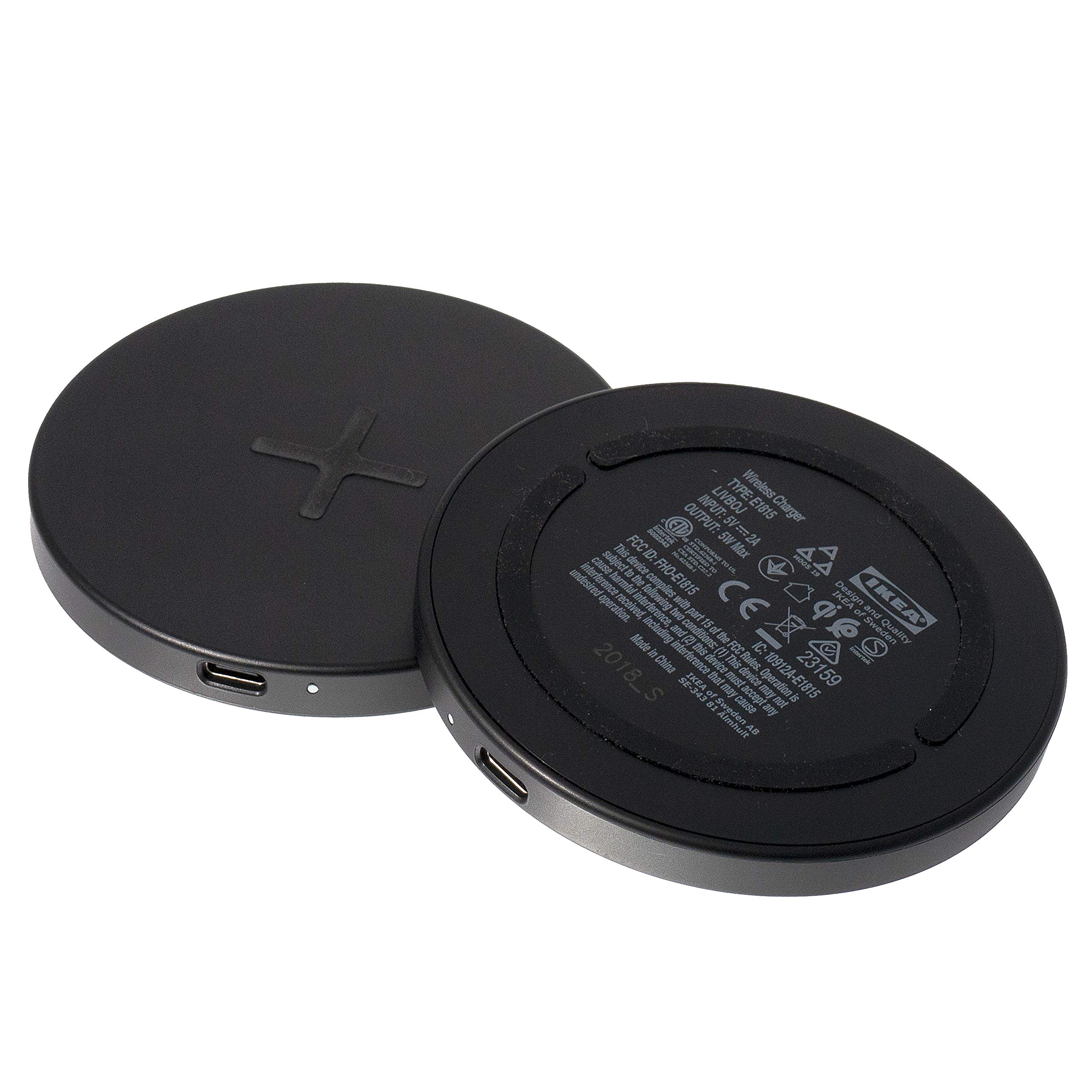 IKEA LIVBOJ Wireless Qi USB-C Charger Pad, 904.652.45, Black, Set of 2