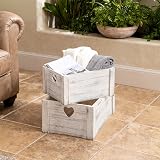 Wickerfield White Wash Small Wooden Box Gift Basket Storage Crate view 5