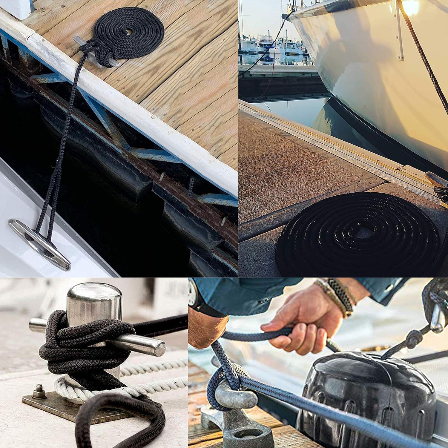 3 8 Inch 1 2 Inch 5 8 Inch L Double Braided Nylon Dock Lines Premium Docking Lines With 12 Inch Eyelet Boat Mooring Line Anchor Rope D 16 5 Ft 25 Ft 50 Ft