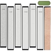 CWOVRS Diamond Sharpening Stones Kit, 6 PCS Diamond Whetstones with Base- 120#, 240#, 600#, 1000#, 2000#, 3000#, 1 Leather St