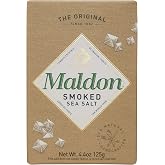 Maldon Salt, Smoked Sea Salt Flakes, 4.4 oz (125 g), Kosher, Natural, Gently Smoked Over Oak, Handcrafted, Gourmet, Pyramid Crystals, 2 Count