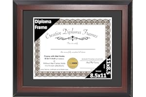 Creative Picture Frames 8.5x11 Mahogany Finish Diploma Frame with Black Matting Holds 8.5 by 11-inch Documents with Glass and installed Wall Hanger