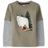 Gymboree Boys and Toddler Fall and Holiday Embroidered Graphic Long Sleeve T-Shirts