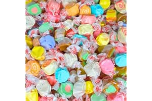 ASSORTIT Premium Assorted Saltwater Taffy Chewy Candy 12 Fun Flavors Bulk 1 LB Bag Banana Watermelon Chocolate Grape & More 60+ Pieces Individually Wrapped Nut & Gluten Free (16 Oz)
