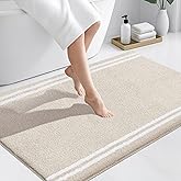 PURRUGS Bathroom Rug Non-Slip Machine Washable 30" x 46", Super Absorbent and Quick Dry Shaggy Microfiber Bath Mat, Extra Soft and Plush Bath Rug for Bathtub, Shower, and Sink, Beige
