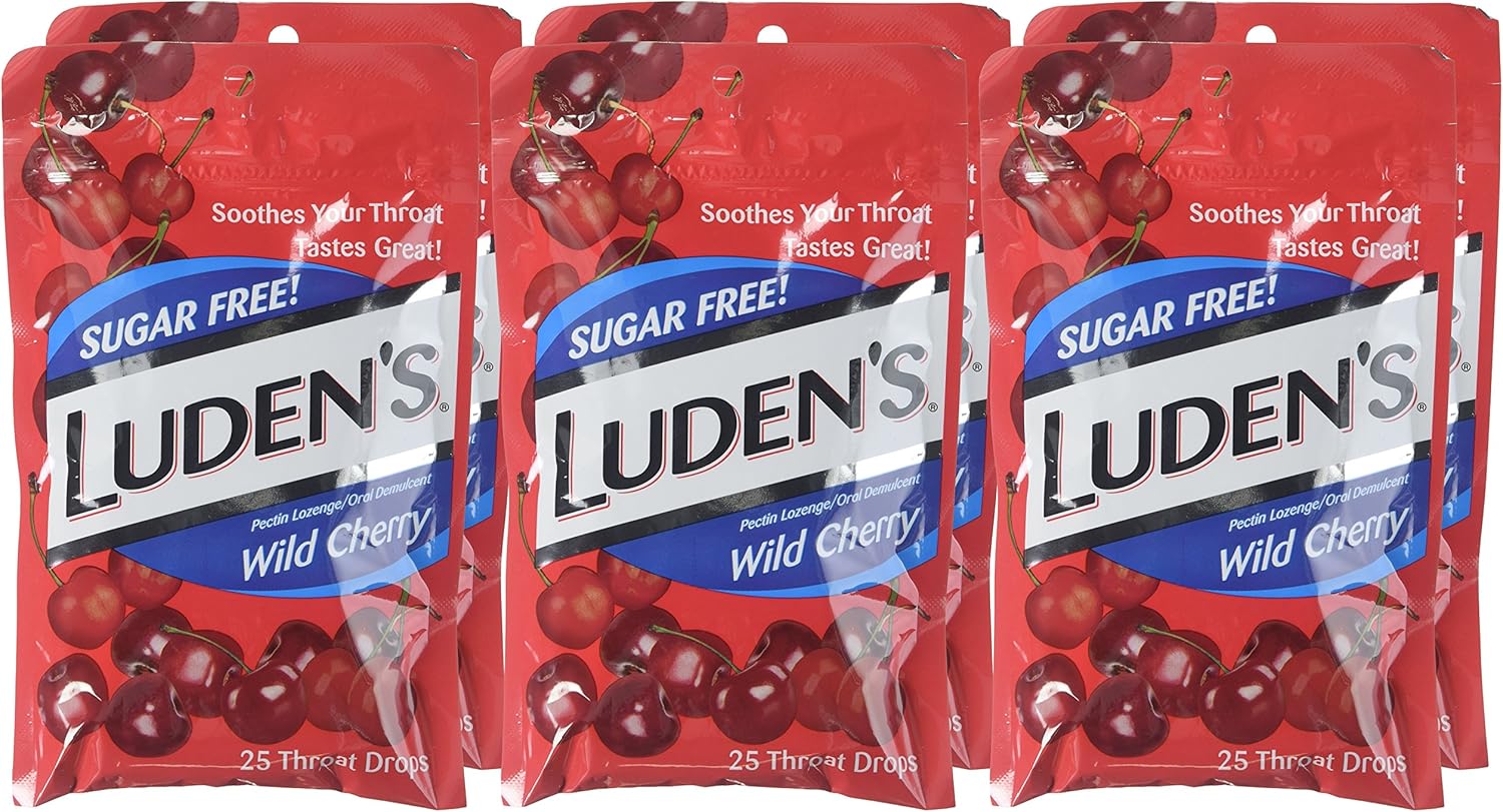 Luden's Throat Drops, Sugar Free, Wild Cherry 25 Each (6 Pack): Health & Personal Care