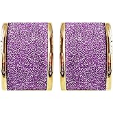 Navachi 18k Gold Plated Square Rainbow Multicolor Glitter Omega Back Earrings