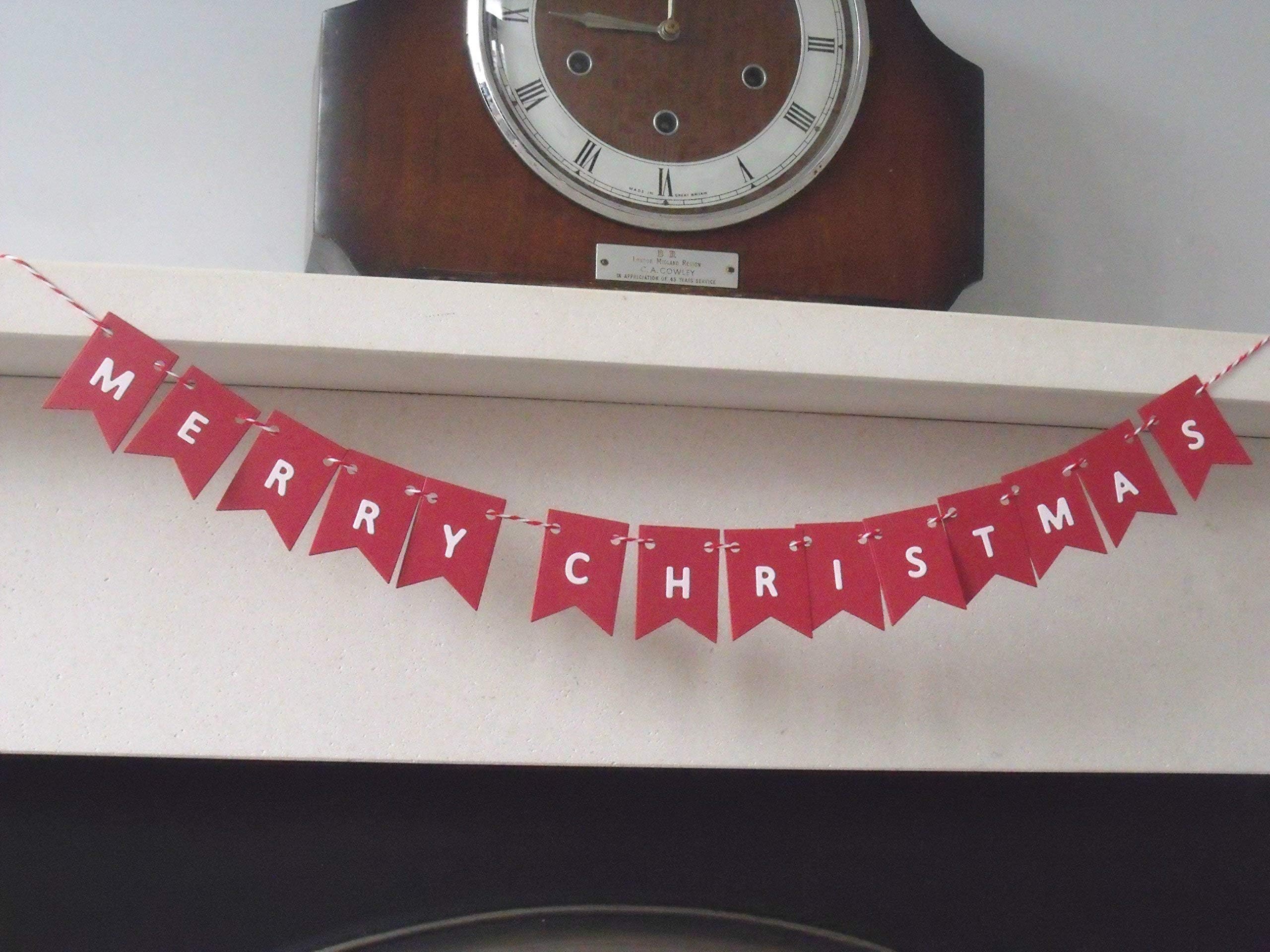 Merry christmas bunting, red and white garland