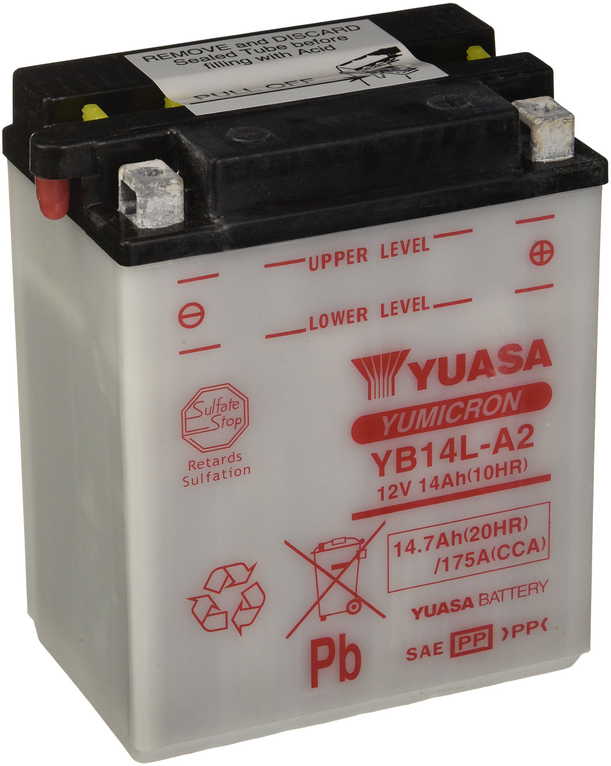 YUASA BATTERY YB14L-A2 open without acid