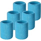 Willbond Wrist Sweatbands, Sports Sweatbands for Competition, Sweat Absorbent, for Basketball, Tennis, Football, Running and Work (Pack of 6)