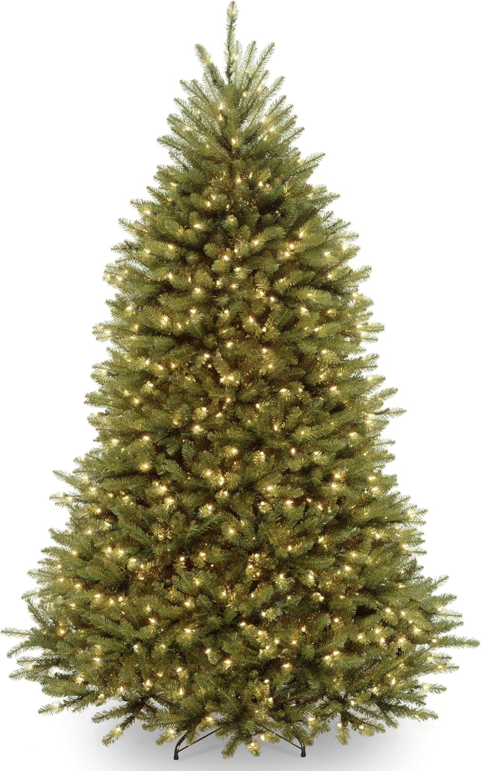Trees - National Tree Company Pre-Lit Artificial Full Christmas Tree, Green, Dunhill Fir, White Lights, Includes Stand, 7.5 Feet