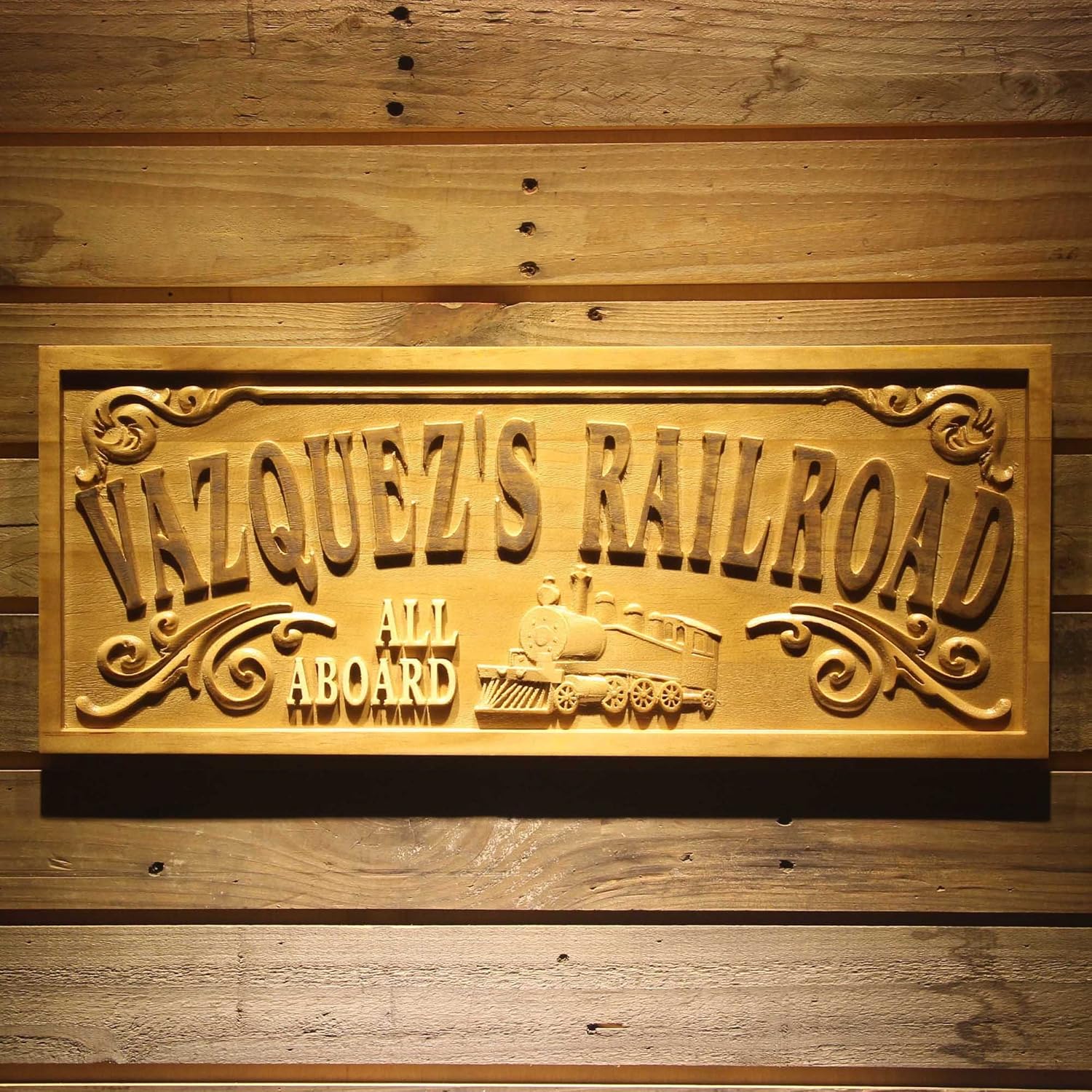 personalized wooden train