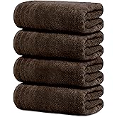 Tens Towels Pack of 4 Extra Large Bath Towels 30 x 60 Inches, 100% Cotton, Larger & Lighter Weight, Quicker to Dry, Super Soft and Absorbent, Perfect for Bathroom, Brown