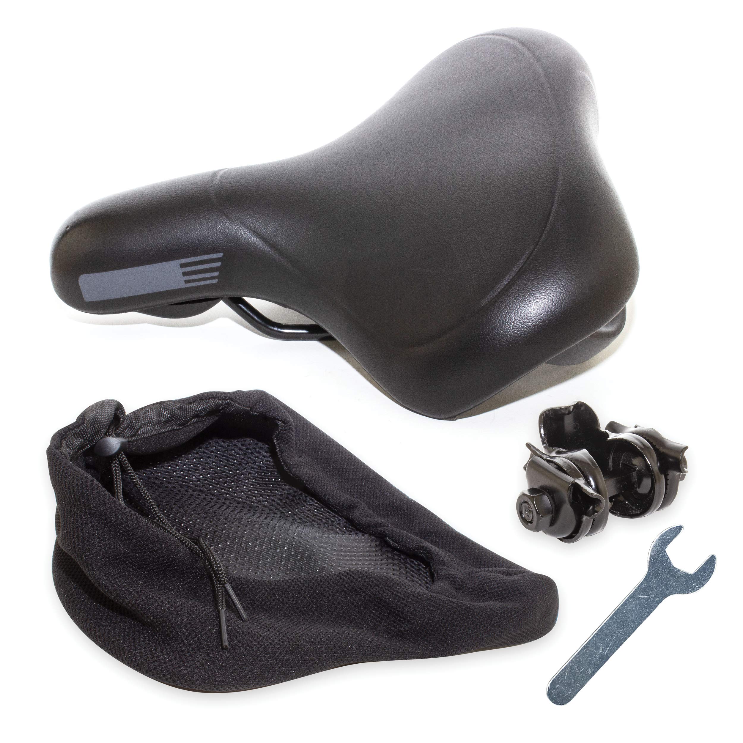 eastern bikes Exercise Bike Seat with Gel Cushion Cover, Universal Clamp, and Mounting Tool. This Comfortable Replacement Seat is Vacuum Formed Seat is Water Repellent.