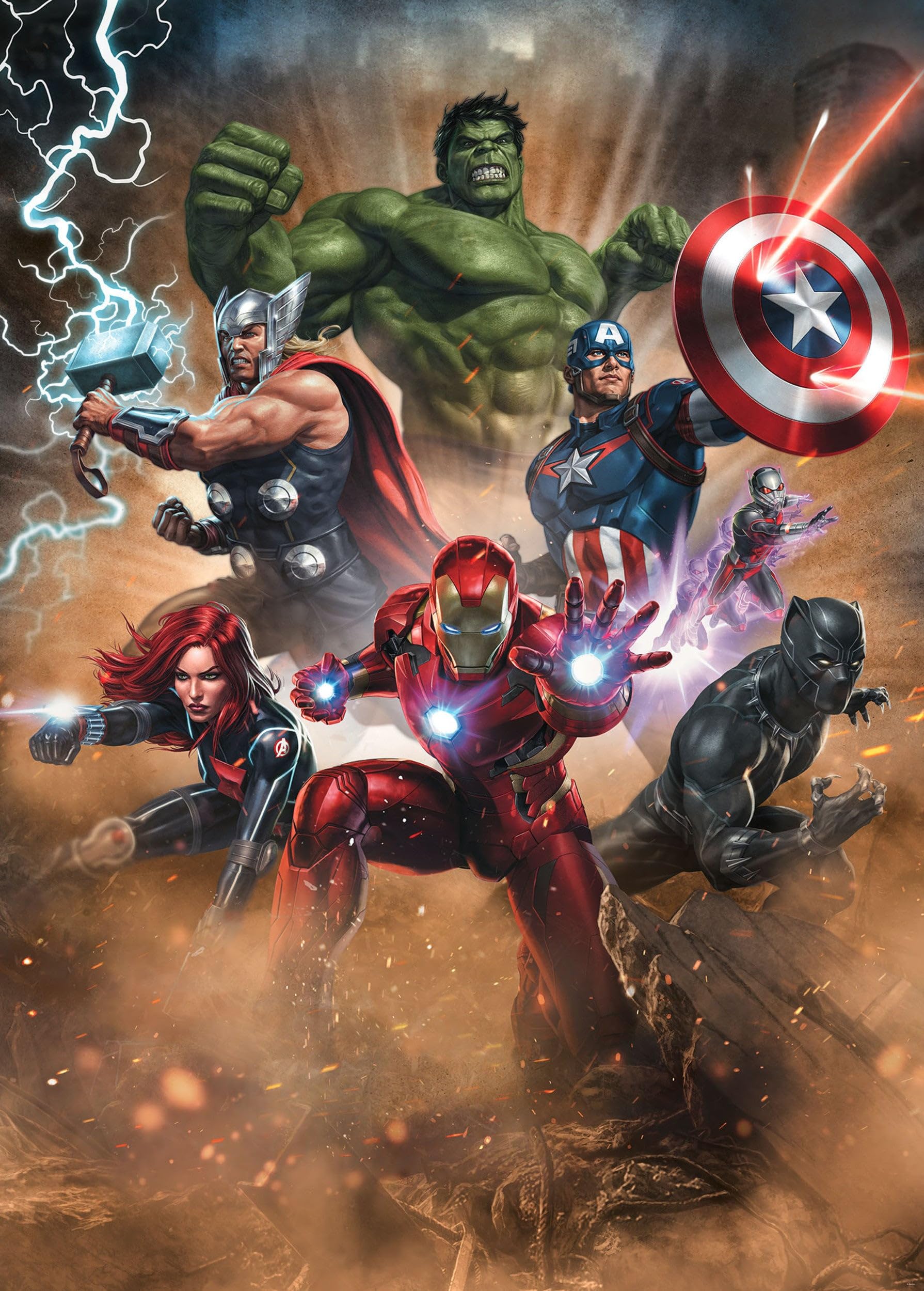 Komar IADX4-079 Non-Woven Photo Wallpaper - Avengers Superpower - Size: 200 x 280 cm (Width x Height) - Marvel/Superhero/Children's Bedroom Wallpaper