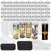Joyclub Sublimation Tumblers Blanks 20 oz Cups Bulk White 50 Pack | Straight Insulated Tumblers with Lids and Straws Gifts Boxes for Mother Christmas Small Businesses Events of Thanks