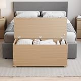 Vida Designs Leon Wooden Pouf Storage Box with Lift Lid Pine Wood view 4