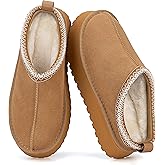 Mishansha Suede Slippers for Women Mini Fur Lined Clogs Fashion Slip on Winter Boots Fuzzy Snow Warm Shoes