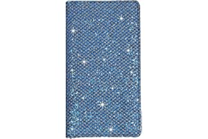 Sanlykate Glitter Bling Checkbook Cover for Girl Women, Shiny Rhombus Pattern RFID Blocking PU Leather Standard Register Check Book Case for Personal Checks with Pen Holder Divider, Diamond Royal Blue