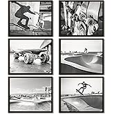 97 Decor Skateboarding Wall Decor - Skater Room Decor, Black White Skateboard Poster, Skate Board Wall Art Prints, Skater Pictures Photo Gifts for Teens Boys Bedroom Decorations (8x10 UNFRAMED)