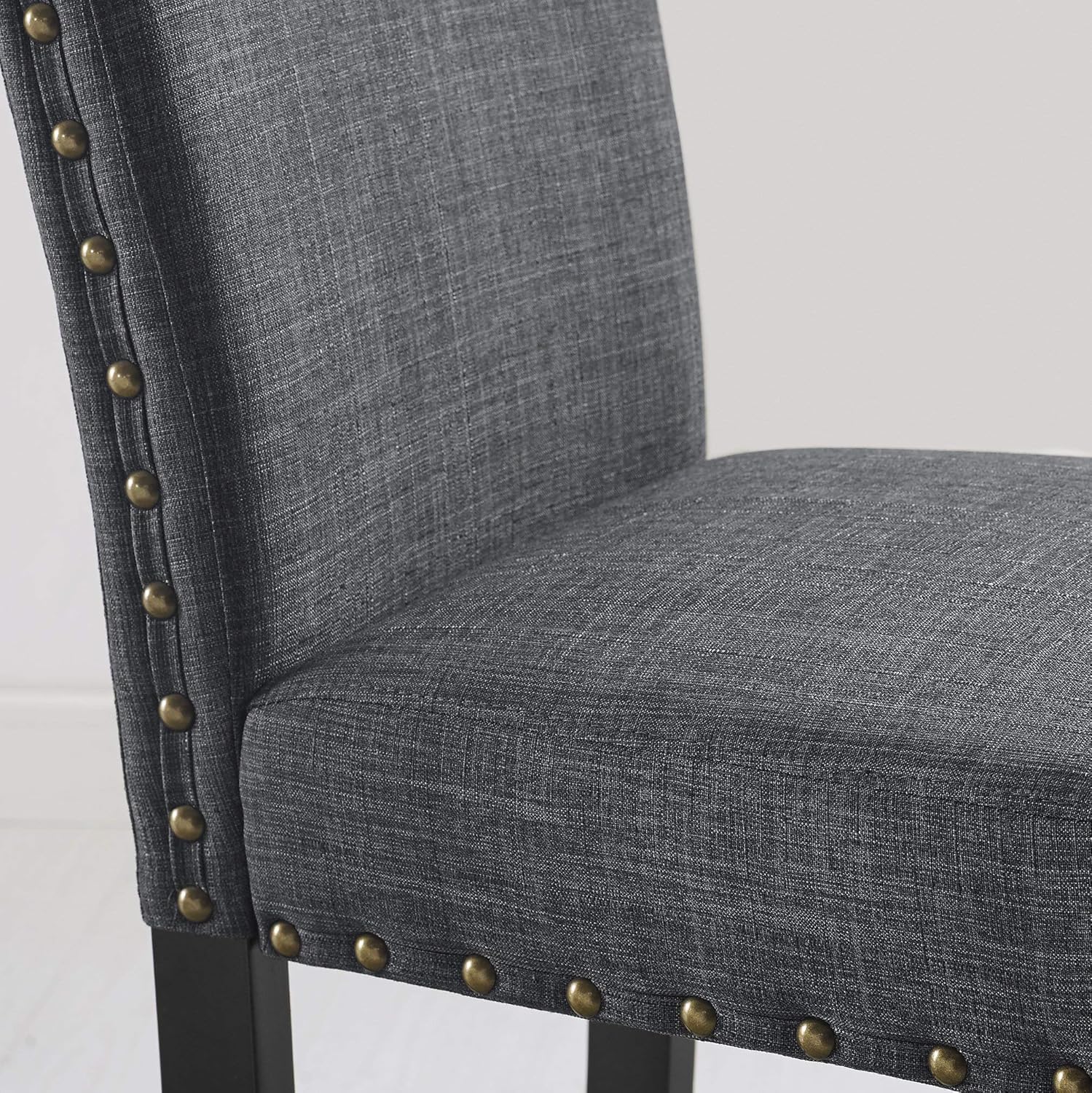 Roundhill Furniture Biony Gray Fabric Dining Chairs with Nailhead Trim, Set of 2 - Chairs