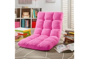 Loungie Super-Soft Folding Adjustable Floor Relaxing/Gaming Recliner Chair, Pink