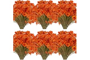 JEMONG 20 Bundles Artificial Fall Flowers Outdoor UV Resistant Fake Flowers No Fade Faux Plastic Plants Garden Porch Window Box Decorating (Fall Brown