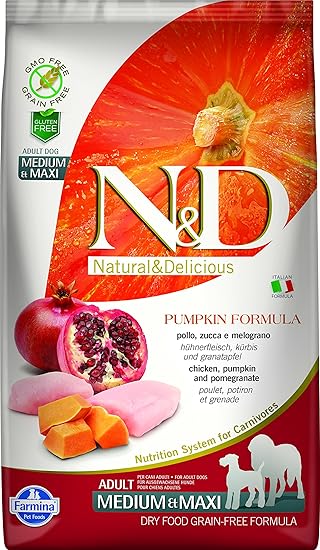 Farmina N&D Grain Free Pumpkin Chicken and Pomegranate Adult Food, 12 kg (Medium and Maxi)
