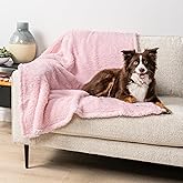 PetAmi Fluffy Waterproof Dog Blanket for Medium Large Dogs, Soft Warm Pet Sherpa Throw Pee Proof Couch Cover, Reversible Cat Bed Blanket Sofa Protector, Plush Washable Pad (Pink Blush, 40x60)