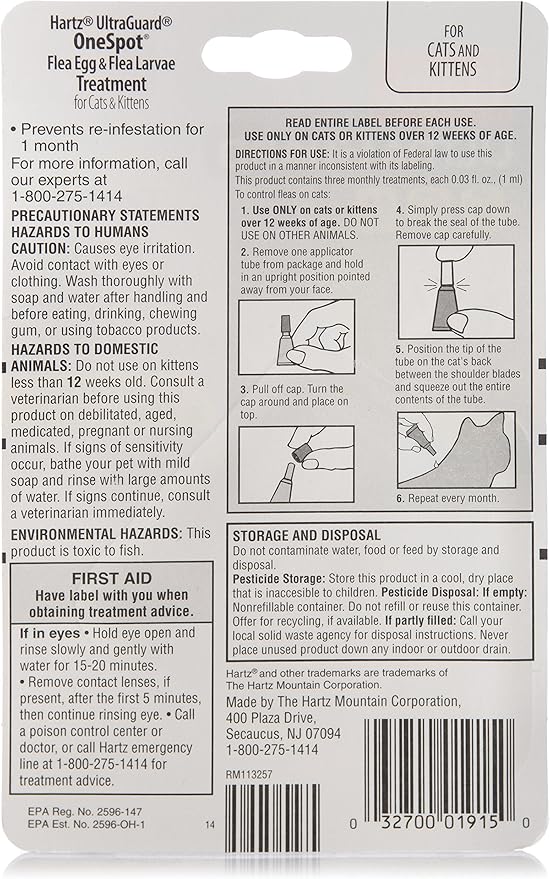 hartz ultraguard one spot for cats