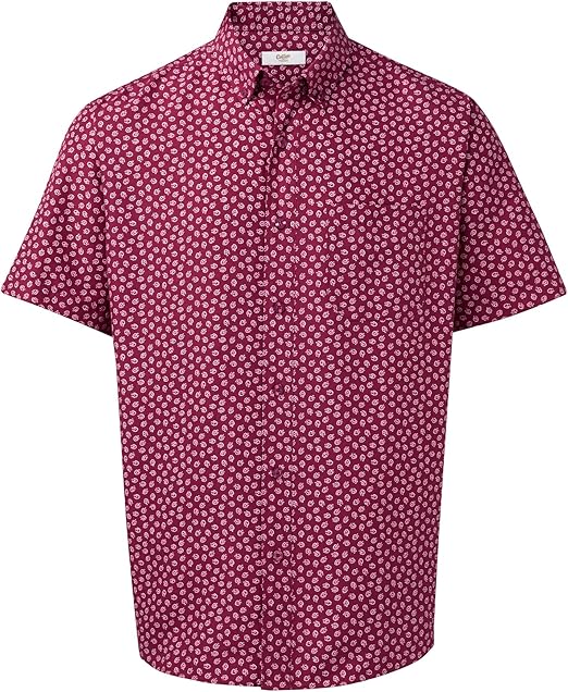 Cotton Traders Mens Short Sleeve Soft Touch Shirt 5XL Soft Berry Print
