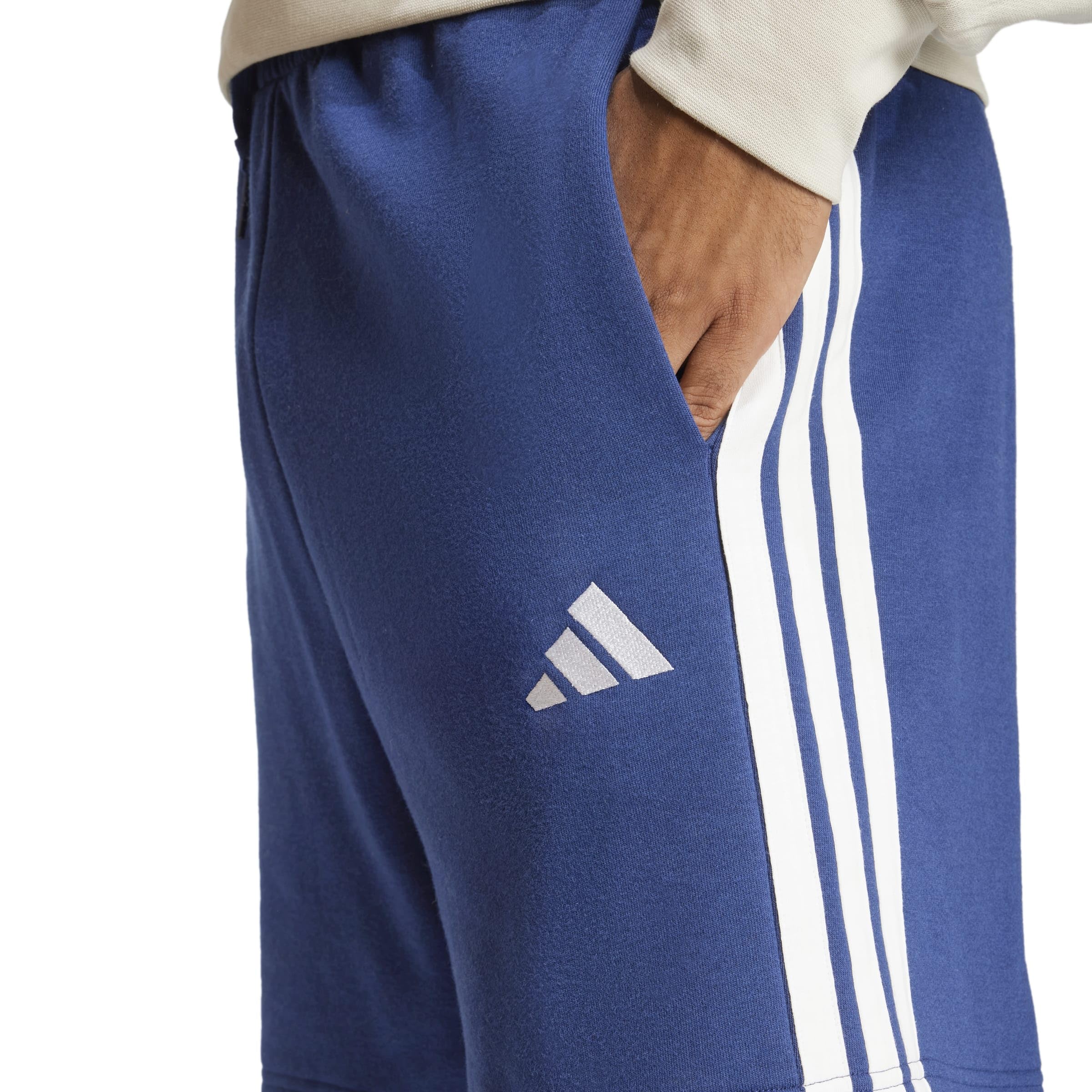 adidas Herren Essential Three Stripes French Terry Short Shorts, Dark Blue/White, S 4