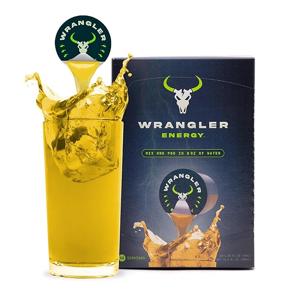 WRANGLER ENERGY BY JAVA HOUSE – SINGLE SERVE LIQUID ENERGY DRINK CONCENTRATE PODS – PEEL AND POUR – LIGHTLY SWEET TANGY ENERGY – PACK OF 12