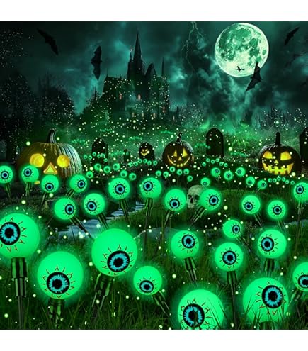 Luces Solares De Halloween Para Exteriores, Impermeables, Paquete De 4 Unidades, 32 LED, 8 Modos, Luces Solares De Luciérnaga, Luces Espeluznantes Y Aterradoras Para Exteriores, Patio, Fiesta, Patio
