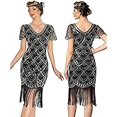 MTITE Flapper Dresses 1920s, Sequin Fringed Great Gatsby Dresses for Women Roaring 20s Costumes