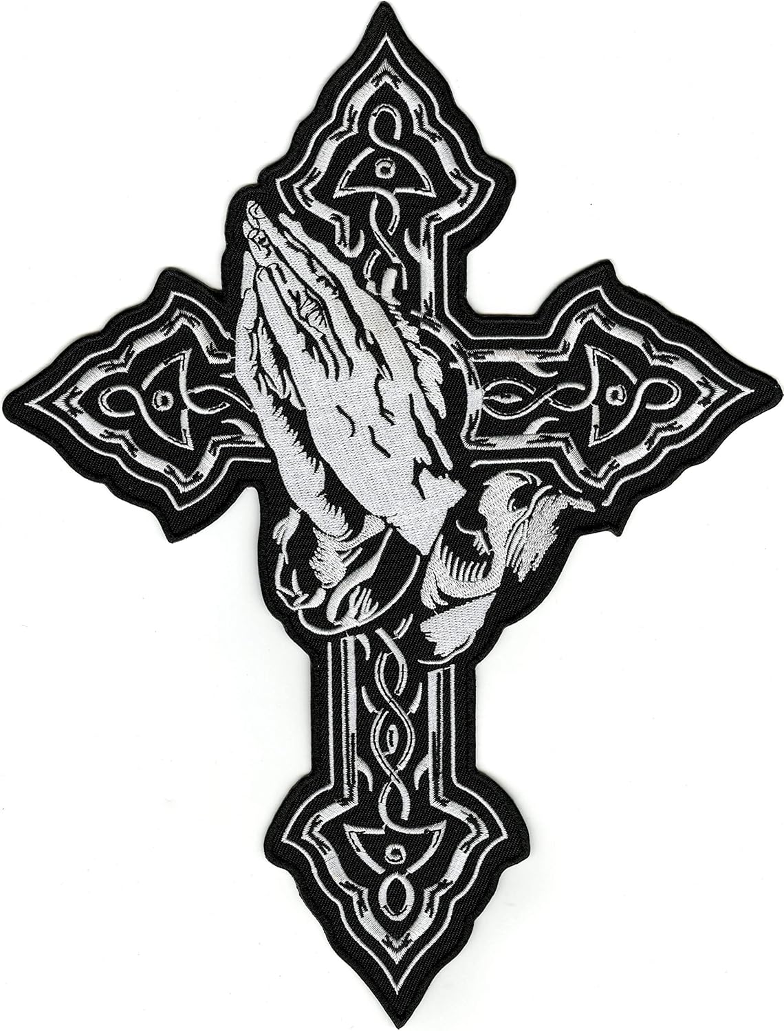 Large Cross Praying Hands Patch Religious Christian Iron