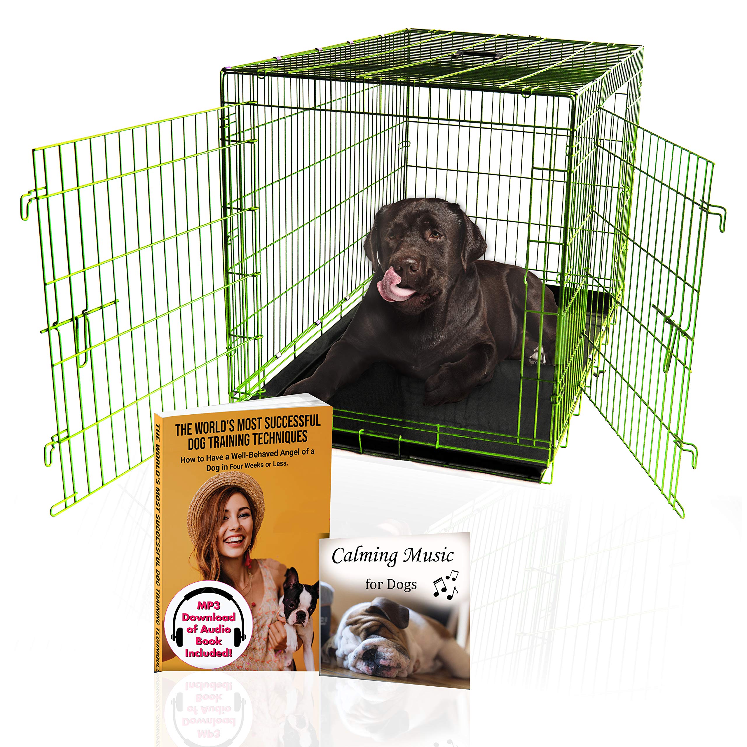 PET Expressions Luxury Colorful 48 Inch Foldable Dog Crate with 2 Doors | Free Training Ebook and Pet Calming Music | 3 Colors & 3 Image PET Expressions Luxury Colorful 48 Inch Foldable Dog Crate with 2 Doors | Free Training Ebook and Pet Calming Music | 3 Colors & 3 Image